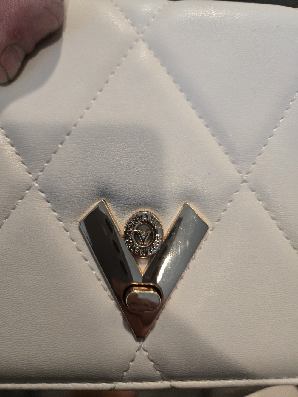 Valentino Orlandi White Quilted Crossbody Bag Gold Accent 9.5 X 5.5 - Picture 4 of 10